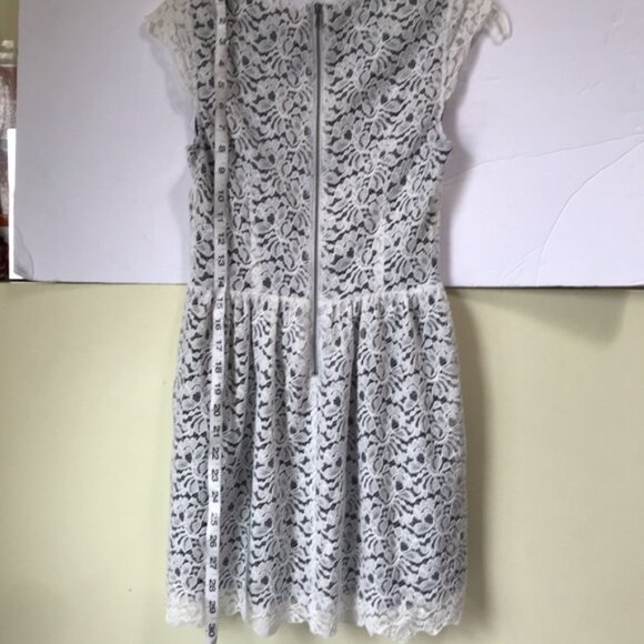 Aritzia Wilfred Talula Belgravia Lace Mini Dress Lined Back Zip Cap Sleeves Crew - Picture 10 of 16